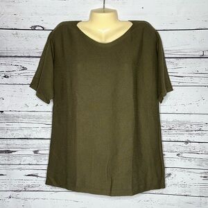 Talbots NWT Size L Green Short Sleeve Lightweight Sweater Top